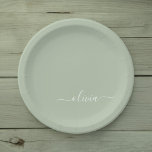 Sage Green Minimalist Modern Monogram Elegant  Paper Plate<br><div class="desc">Introducing our Sage Green Minimalist Modern Monogram Elegant Collection: Elevate your aesthetic with serene sophistication and timeless elegance. Our collection showcases minimalist designs in a tranquil sage green hue, complemented by refined monograms tailored to your personal style. From polished stationery to versatile accessories, each piece in our collection is meticulously...</div>