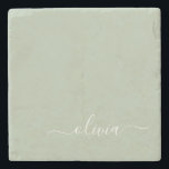 Sage Green Minimalist Modern Monogram Elegant  Stone Coaster<br><div class="desc">Introducing our Sage Green Minimalist Modern Monogram Elegant Collection: Elevate your aesthetic with serene sophistication and timeless elegance. Our collection showcases minimalist designs in a tranquil sage green hue, complemented by refined monograms tailored to your personal style. From polished stationery to versatile accessories, each piece in our collection is meticulously...</div>