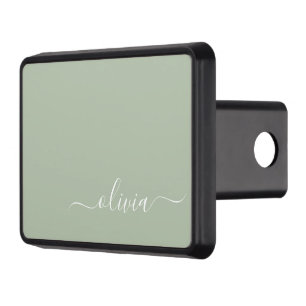 Sage Green Minimalist Modern Monogram Elegant Trailer Hitch Cover