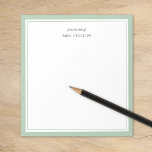 Sage Green Minimalist Monogram Teacher Gift Notepad<br><div class="desc">Modern minimalist border design in a variety of trending colours. Personalize it with your name monogram or other custom text. Use the design tools to choose your own fonts and background colours. Cute and simple gift idea for teachers or personal stationery for anyone who loves to stay organized.</div>