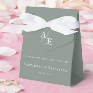 Sage Green Minimalist Monogram Wedding Favor Box