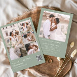 Sage Green Minimalist Photo QR code White Wedding Invitation<br><div class="desc">Modern Elegant Five (5) Photo Collage Minimalist QR code Wedding Invitation. The Wedding Invitation cards contain a modern typography that are elegant,  simple and modern to use after you minimalist simple wedding day celebration.</div>