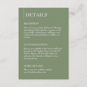 Sage Green Minimalist Reception Details And Rsvp  Enclosure Card