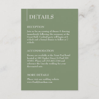 Sage Green Minimalist Reception Details And Rsvp Enclosure Card