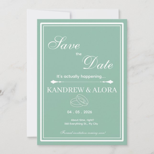 Sage Green Minimalist Save the Date (Front)