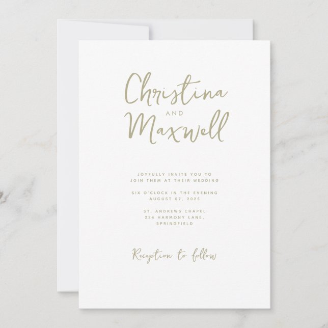 Sage Green Minimalist Script Wedding Invitation (Front)