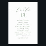 Sage Green Minimalist Script Wedding Seating Plan Table Number<br><div class="desc">Customizable table number seating plan. It features a sage green whimsical script and classic typography. Personalize by adding your own details. This minimalist table seating plan is perfect for weddings,  baby showers,  bridal showers,  birthdays,  and so much more.</div>