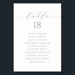 Sage Green Minimalist Script Wedding Seating Plan Table Number<br><div class="desc">Customizable table number seating plan. It features a sage green whimsical script and classic typography. Personalize by adding your own details. This minimalist table seating plan is perfect for weddings,  baby showers,  bridal showers,  birthdays,  and so much more.</div>