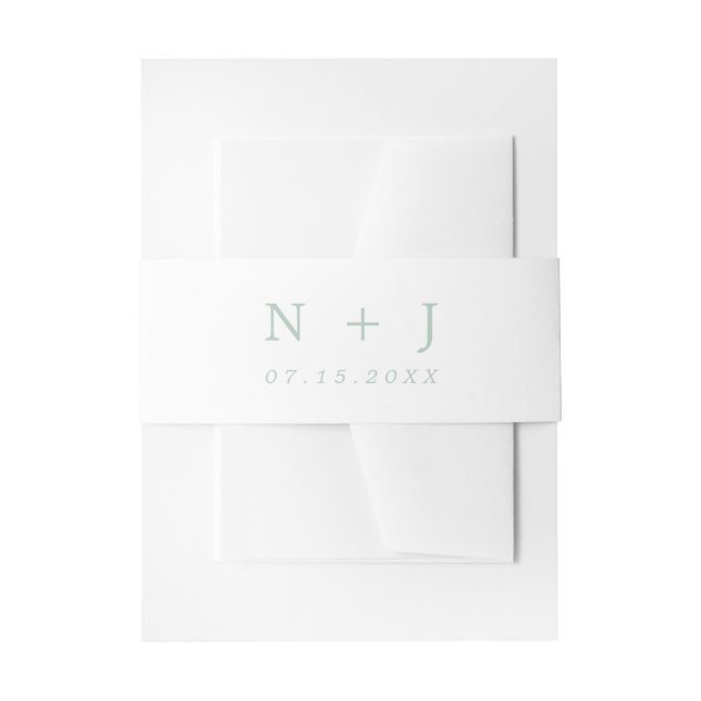 sage green minimalist simple modern wedding invitation belly band (Front Example)