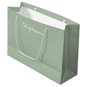 Sage Green Minimalist Simple Name Boho  Large Gift Bag