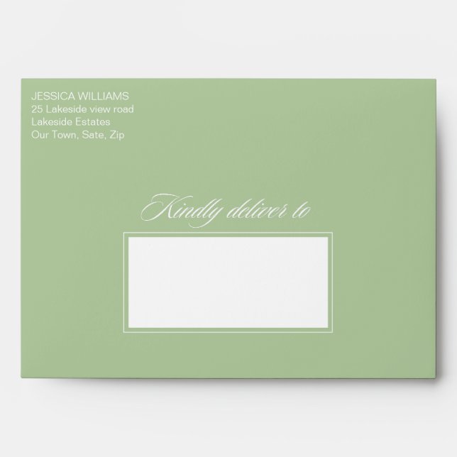 Sage green minimalist typography matching A7  Envelope (Front)