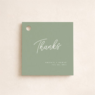 Sage Green Minimalist Wedding Favour Thank You Tag
