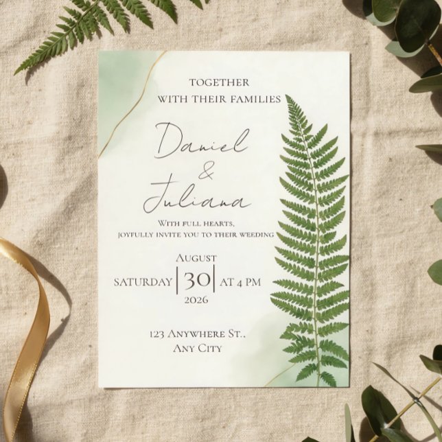 Sage Green Minimalist Wedding Invitation | Fern Le (Creator Uploaded)