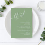 Sage Green Minimalist Wedding Menu Card<br><div class="desc">*** Please enter H012 in the store search to find all matching items *** Or visit our Sage Green Minimalist Collection. *** This high-quality design is easy to customize to match your wedding colours, styles and theme. For further customization, please click the "Edit using Design Tool" link and use our...</div>