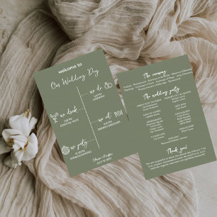 Sage Green Minimalist Wedding Program Template