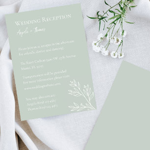 Sage Green, Minimalist Wedding Reception  Invitation