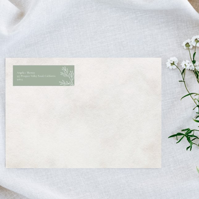 Sage Green, Minimalist Wedding Return Address (Creator Uploaded)