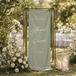 Sage Green Minimalist Wedding Welcome Banner