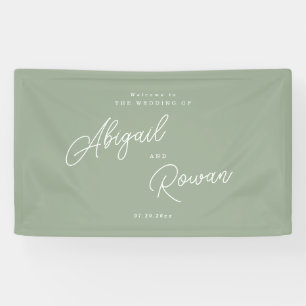 Sage Green Minimalist Wedding Welcome Banner