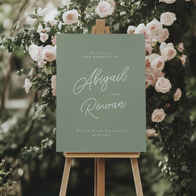 Sage Green Minimalist Wedding Welcome Sign (Creator Uploaded)