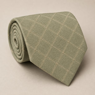 Sage Green Minimalist Windowpane Tie