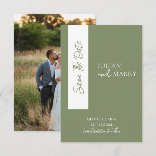 SAGE GREEN Minimalist With Photo Save The Date