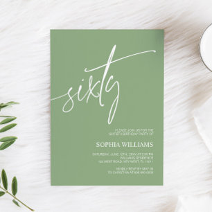 Sage Green Minimaliste 60e anniversaire Invitation