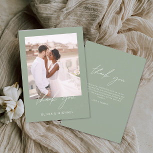 Sage Green Minimaliste Mariage photo Merci