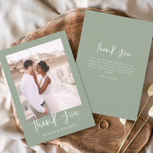 Sage Green Minimaliste Mariage photo Merci