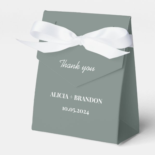 Sage Green Minimalistic Elegant Modern Wedding Favor Box (Front Side)