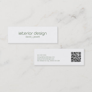 Sage green Minimalistic Interior Design Logo Mini Business Card