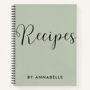 Sage Green Minimalistic Simple Recipe Book