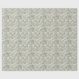Sage Green Mistletoe & White Berry Festive Wrapping Paper