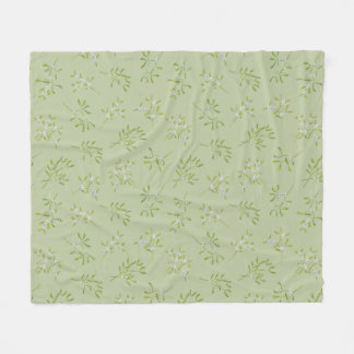 Sage Green Mistletoe Winter Fleece Blanket