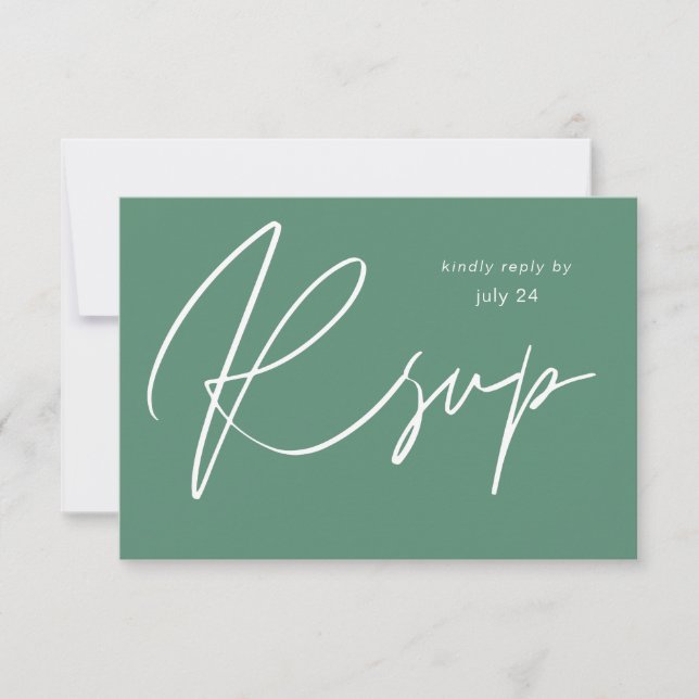 Sage Green MOD Calligraphie w Repas Carte RSVP (Devant)