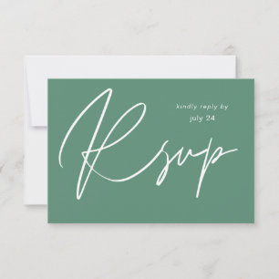 Sage Green MOD Calligraphie w Repas Carte RSVP