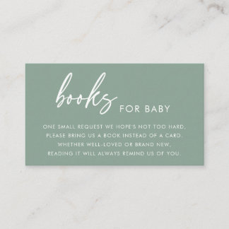 Sage Green Modern Books for Baby Shower Enclosure Card