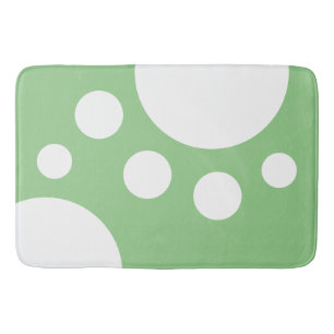 Sage Green: Modern Dots in White Bath Mat