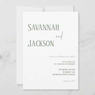 Sage Green Modern Elegant Wedding Invitation