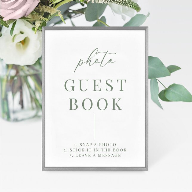Sage Green Modern Elegant Wedding Photo Book Sign (Creator Uploaded)
