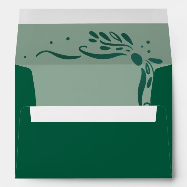 Sage & Green Modern Hand Drawn Greenery Christmas Envelope (Back (Bottom))