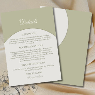 Sage Green Modern Japandi Wedding Details Enclosure Card