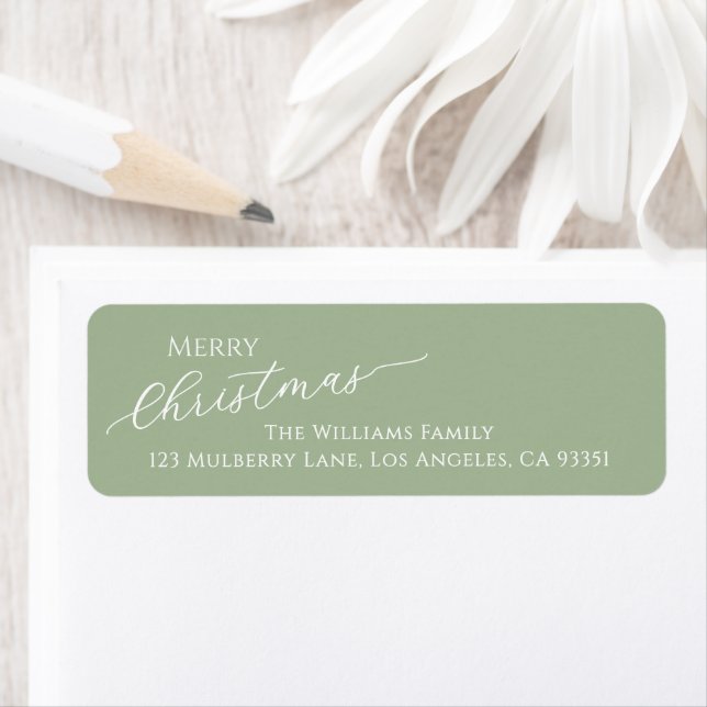 Sage Green Modern Merry Christmas Return Address (Insitu)