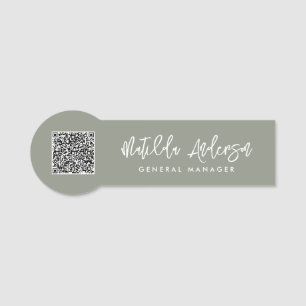 Sage green modern minimal elegant script name tag