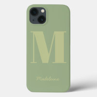 Sage Green Modern Minimal Monogram Initial Name