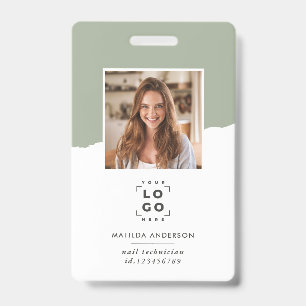 Sage green modern minimal photo abstract badge