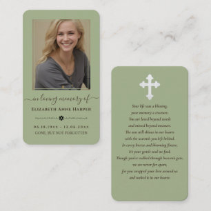 Sage Green Modern Minimalist Memorial Photo Card
