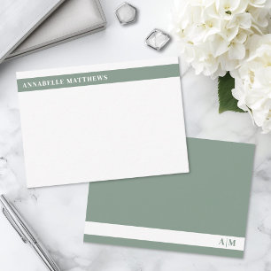 Sage Green Modern Minimalist Name Monogram Card