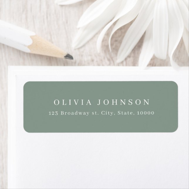 Sage Green modern minimalist return address label (Insitu)