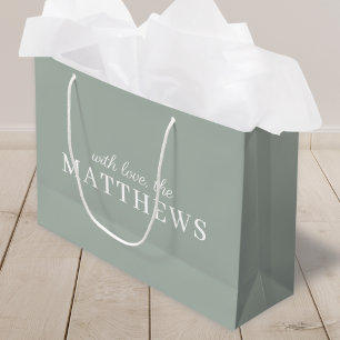 Sage Green   Modern Minimalist Stylish Elegant Large Gift Bag